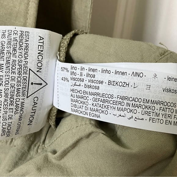 Zara  Linen Sage Green Jumpsuit Bib Overalls - Picture 11 of 15